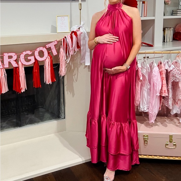 Pink Tiered, Halter Neck Maxi Dress - Picture 5 of 6